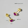 thumbnail image 4 of 14k Yellow Gold 4mm Magenta Bezel Set Heart Cubic Zirconia Screw Back Earrings, 4 of 7