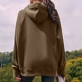 thumbnail image 7 of AKOEE Oversized Cotton Hoodies with Thumb Holes Womens Long Sleeve Plain Hooded Sweatshirts Baggy Pullover Tops (L, Brown), 7 of 7
