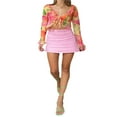 thumbnail image 2 of Cardigan Transparent pour Femmes Imprimé Floral Orange Col Plongeant Haut Court à Nouer, 2 of 9