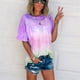 thumbnail image 1 of Puntoco Camiseta de manga corta con cuello redondo y teñido anudado de verano para mujer (S-5Xl) Puntoco Puntoco-5636, 1 of 4