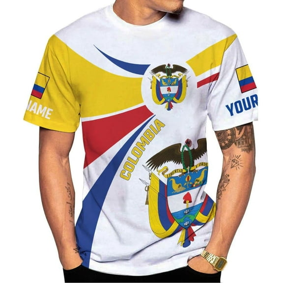 Personalized Colombia Shirts Colombia Flag Shirt Colombian T-Shirt for Men Colombian Shirts for Men and Women (S)