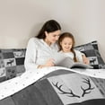 thumbnail image 5 of Homewish Safari Bear Deer Bedding Comforter Set,Jungle Animal Twin Comforter Sets,Gray White Plaid Bedding Set For Teens,Ultra Soft Home Decor Reversible,2 Pieces, 5 of 8