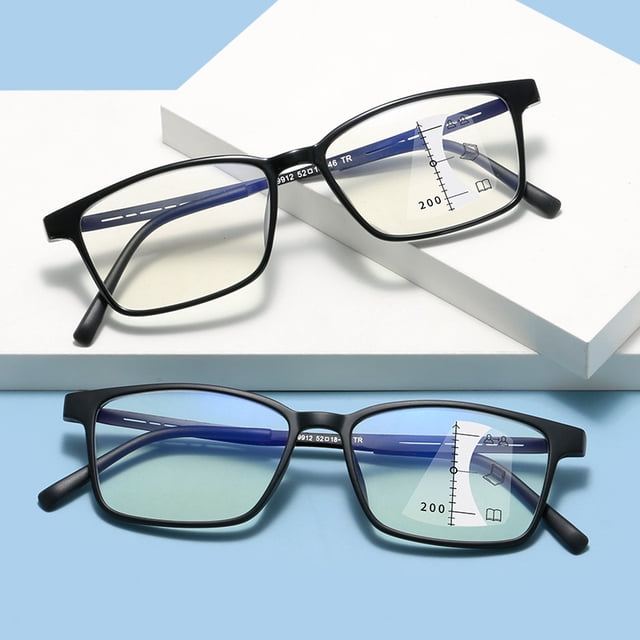 Anteojos progresivos para presbicia TR90 de enfoque múltiple y multifocal Retro Box para personas de mediana edad y mayores, de lejos y de cerca, de doble propósito, antiluz azul