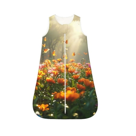 

Cauagu Butterflies In Flower Field for Infant Wearable Blanket Unisex Girl Boy Swaddle Transition Sack - Newborn Essentials Sleep Clothes-Medium