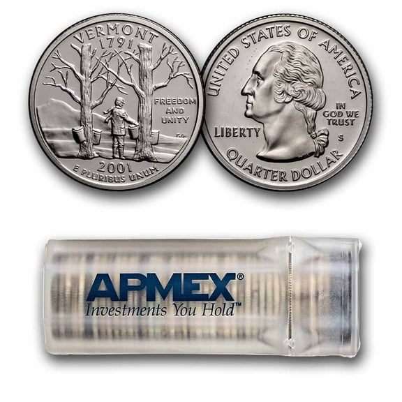2001-S Vermont State Quarter Proof 40-Coin Roll (Silver)