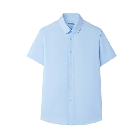 Quietdeer Shirts and short-sleeved shirts, Men's Stretch Wrinkle Free Dress Shirts Formal Wedding Prom Short Sleeve Slim Fit Button Down Shirt