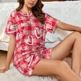 thumbnail image 4 of Balery valentine day with heart Conjunto de Pijama para Mujer con Estampado, Dos Piezas de Manga Corta y Shorts, Ropa de Dormir Suave con Cuello Redondo y Bolsillos-X-Large, 4 of 6