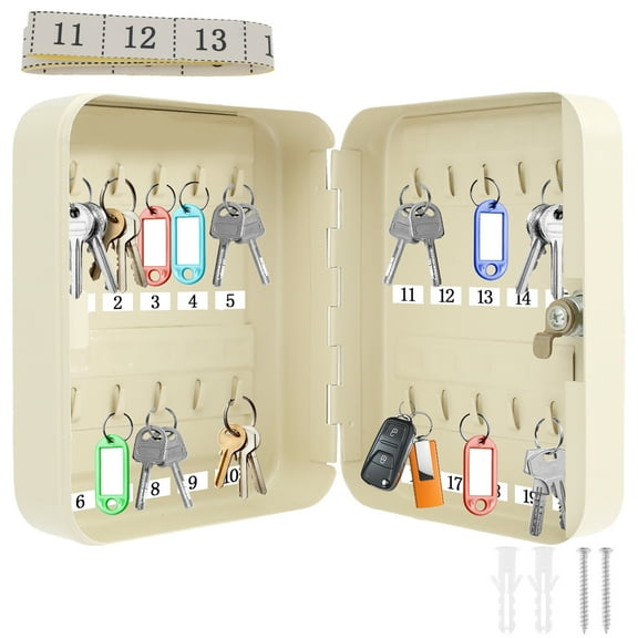 NUAHRHY Key Box 20 Key Capacity Key Cabinet Box Wall Mount Key Storage Box Iron Key Organizer Box Impact Resistant 16×7.5×20cm