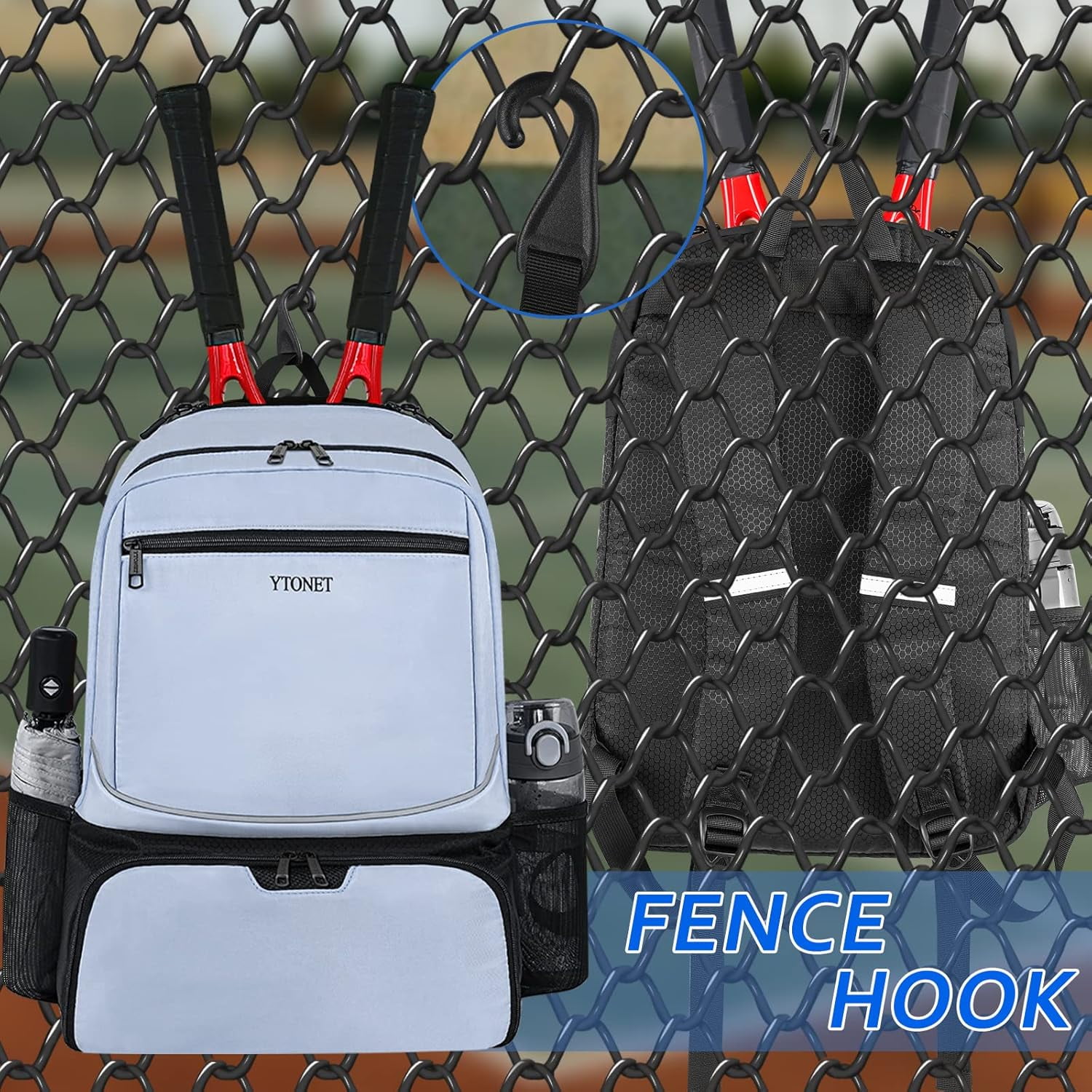 Gym Backpack for Men Women Travel Backpack with USB Charging Port Water Resistant Workout Gym Bag Lightweight Backpack, Tennis Bag Tennis Backpack for Women Men 2 Rackets