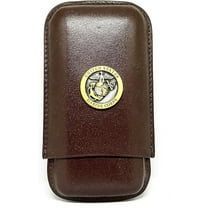Brown Leather 3-Finger Cigar Case – (US Marines)