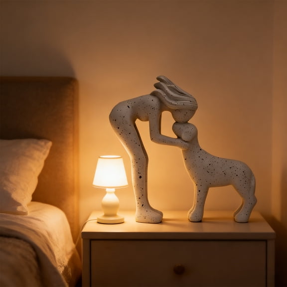 Loespoir Woman And Dog Statue, Pet Lover Gift, Dog Commemorative Statue for Garden, Home Decoration, Memorial Sculpture, Patio Accent, Yard Art