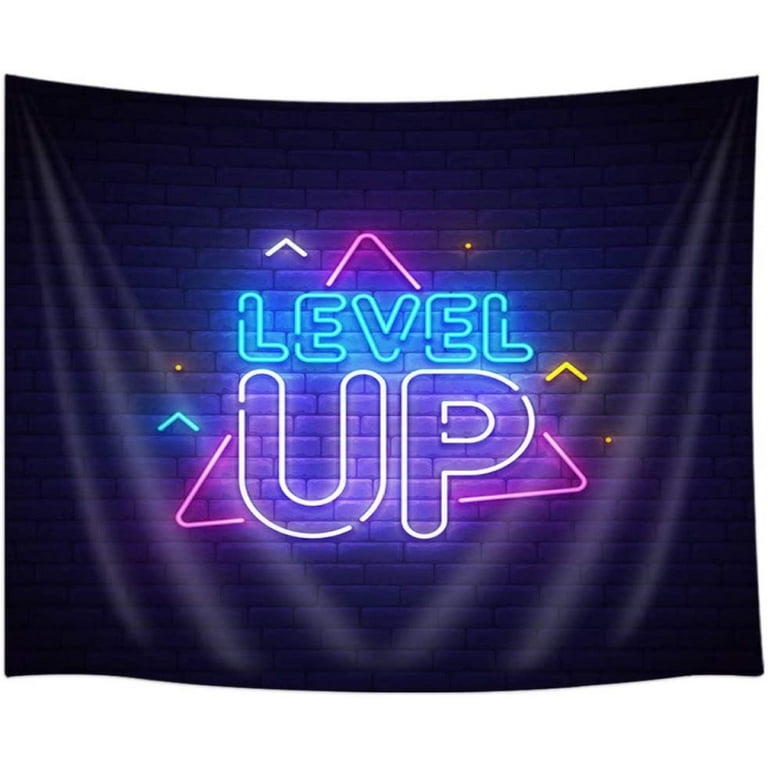 MilcTabe Game Tapestry, Level Up Neon Sign Tapestry for Boys Bedroom Gamer  Room, Blacklight Fabric Tapestry Wall Hanging for Bedroom Living Room Dorm  Teens Room 71X60Inches 