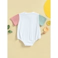 thumbnail image 4 of Wassery Infant Baby Girls Boys Casual Rompers Sun Letter Print Short Sleeve Crew Neck Jumpsuit Newborn Summer Unisex Bodysuits 0-24M, 4 of 9