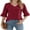 Wine Red, variant on Weardear Women's Ruffle 3/4 Sleeves Tops Summer Fall V Neck Shirt Dressy Casual Loose Tunic Tops