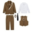 thumbnail image 2 of XMMSWDLA Soft Cotton Kids Sets Boys Suit Set Kids Floral Tuxedo for Boys Youth Tuxedo Suit Set Slim Fit Tuxedo Suit Coffee Kids Formal Dress Sets, 2 of 9