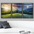 thumbnail image 2 of wall26 - 3 Piece Framed Canvas Wall Art - Trees on Hillside of Mountain Range with Coniferous Forest and Flowers on Meadow - Modern Home Art Stretched and Framed Ready to Hang - 16"x24"x3 B, 2 of 5