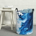 thumbnail image 6 of Picia Blue White Fluid Art Pattern Large Laundry Basket, Waterproof, Freestanding Laundry Hamper, Collapsible Tall Clothes Hamper with Extended Handles-Medium, 6 of 6