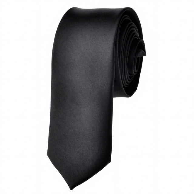 TOPTIE Mens Solid Color Skinny 2" Inch Necktie Tie-Black