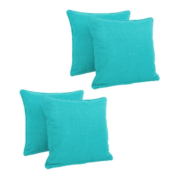 18-inch Double-corded Solid Outdoor Spun Polyester Square Throw Pillows with Inserts (Set of 4) 9810-CD-S4-REO-SOL-12