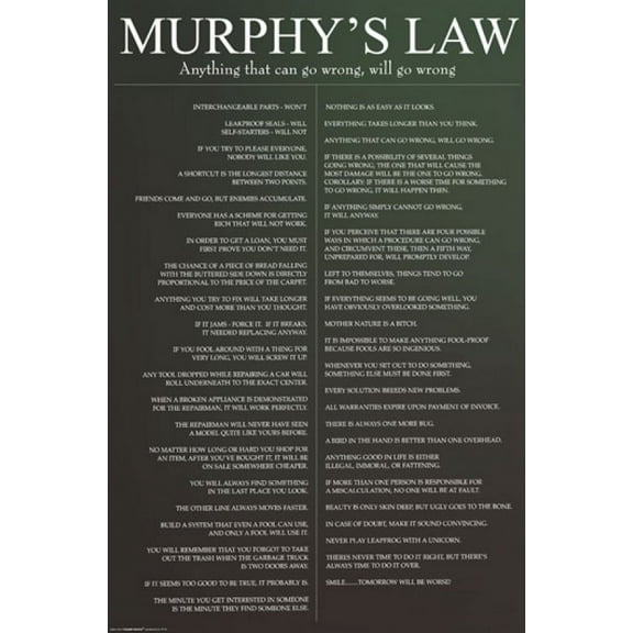 Murphy's Law Laminated Poster (24 x 36)