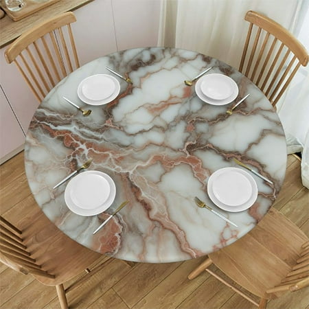 

BCIIG Marble Pattern Round Table Cover Stain Resistant Washable Indoor Outdoor Tablecloth Kitchen Dining Wedding Parties Tablecloths 100% Polyester Fiber 38-42