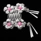 thumbnail image 4 of 2 uds pinzas para el pelo de cristal Yuyangstore con flores de plata nupcial Peine lateral Rosado, 4 of 7