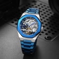 thumbnail image 4 of Forsining Reloj de Pulsera de Eslabones de Acero Inoxidable para Hombre, Azul, 4 of 7