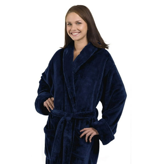 Tahoe Microfleece Shawl Collar Robe-Color Navy Blue