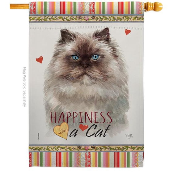 Breeze Decor H110192-BO 28 x 40 in. Cat Colourpoint Persian Happiness Double-Sided Decorative Vertical House Flag