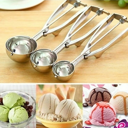 Heepo Stainless Steel Spring Handle Ice Cream Potato Cookie Watermelon Scoop Spoon