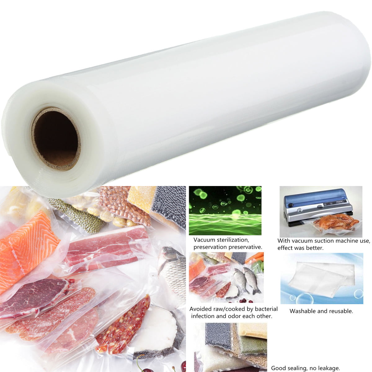 1 Roll Kitchen Vacuum Sealer Bags Reusable Fresh-keeping Food Saver Storage Bag^