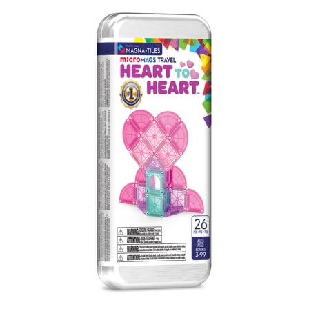 MAGNA-TILES® microMAGS Heart to Heart 26-Piece Travel Set, The Original Magnetic Building Brand
