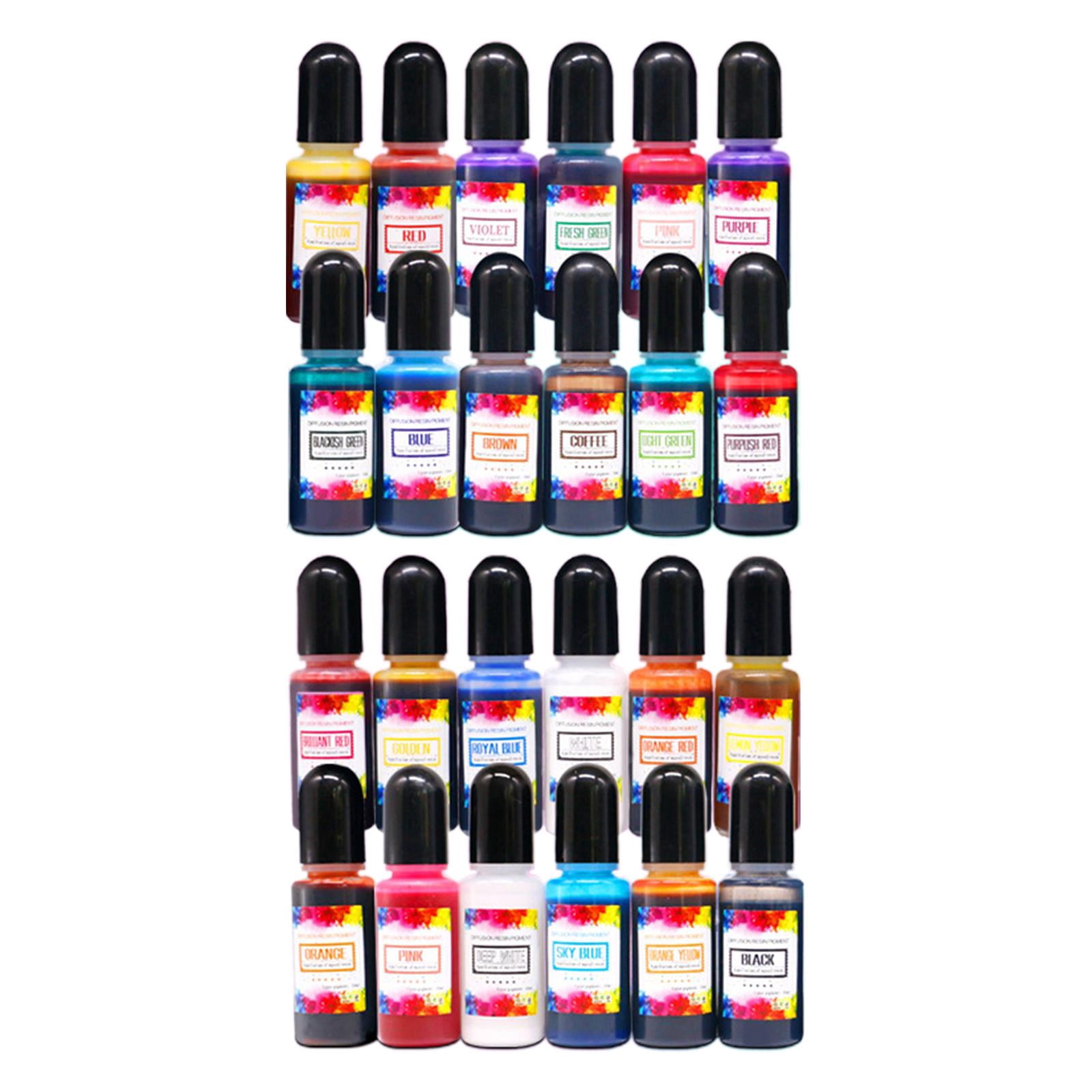 FVDPWYE 24Pcs Ink Set Epoxy Resin Pigment Liquid Dye Concentrate 10ml Each based Ink for