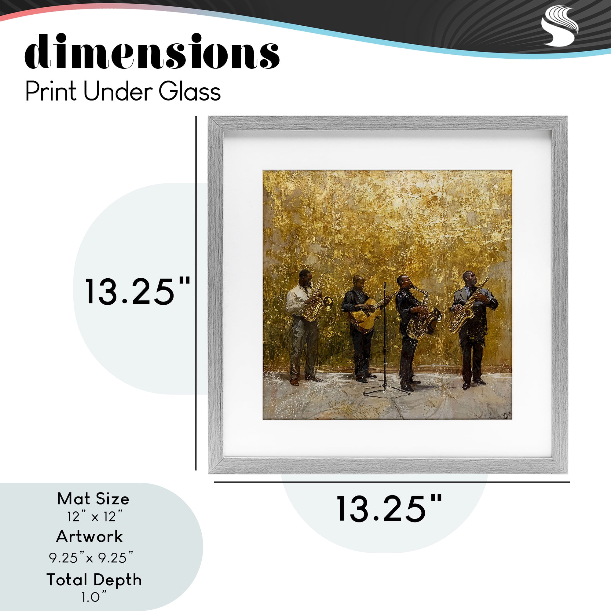 Golden Era Jazz Musicians Gray Framed Print Under Glass, design by Marta Wiley