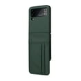 thumbnail image 1 of Allytech for Samsung Z Flip 3 Case, Drop Proof PU Leather + Hard PC Anti-Scratch Business Simple Fashion Women Men Phone Case Cover with Card Holder for Samsung Galaxy Z Flip 3 5G 2021 6.7", Green, 1 of 9