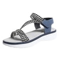 thumbnail image 3 of Women's Wide Width Flat Sandals, Breathable Woven Fabric Open Toe Shoes with Adjustable Ankle Strap, Comfortable Soft Sole Walking Shoes for Summer, Beach, Daily Wear - Black/Gray/Beige, 3 of 10