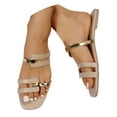 thumbnail image 3 of Mostsola Womens Sandals Square Open Toe Slides Slip on Flats Shoes Fashion Strap Summer Dress Shoes, 3 of 7