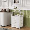 thumbnail image 5 of White Nightstand with 3 Drawers and 2-Tier Shelf, Fabric Storage Organizer for Bedroom, Closets, Hallway, Sturdy Steel Frame, 5 of 7
