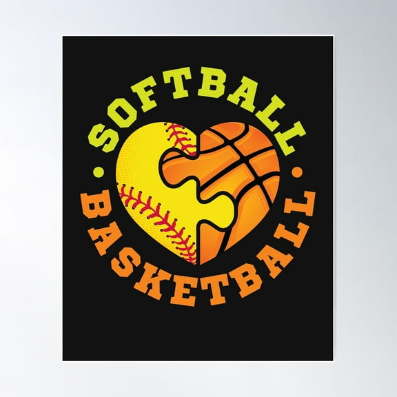 Softball Basketball Poster Wall Art, Modern Wall Decor, 8x12 UNFRAMED