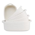 thumbnail image 1 of Juego de 5 cestas de almacenamiento rectangulares, cestas tejidas de cuerda de algodón para organizar la habitación del bebé, cestas de juguetes para perros de color blanco, 1 of 8