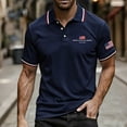 thumbnail image 3 of 250 Anniversary Polo Shirts for Men Usa Flag Print V Neck Short Sleeve Lapel Collar Tshirts 1776-2026 Patriotic Star Regular Fit Casual T-Shirt, XXL, #01 Navy, 3 of 4
