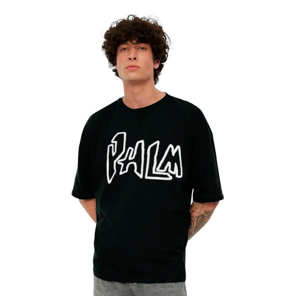 Playera Palm Angels cuello redondo para hombre Fire CH Negro
