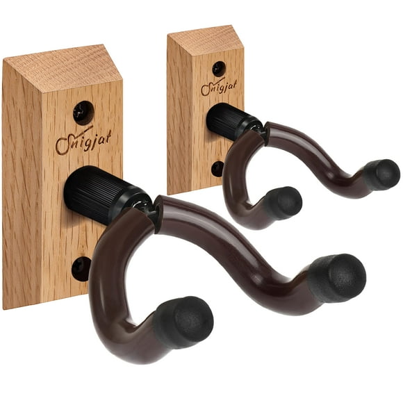 Soporte de pared para guitarra SNIGJAT giratorio de madera maciza, paquete de 2
