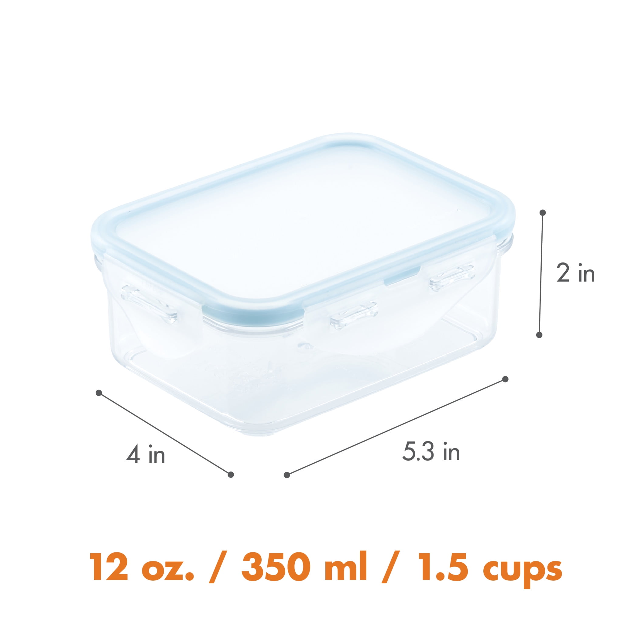 LocknLock Purely Better Rectangular Food Storage Containers, 12-Ounce, Set of 4