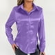 thumbnail image 2 of Sudadera con capucha extragrande,Blusa de manga larga para mujer, cuello vuelto, botones delanteros, poliéster spandex satinado, plisada, informal, para estar en casa, sopatenor, 2 of 9