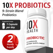 10X Health Probiotics Supplement – Probiotic Capsules for Immune Support & Gut Health, 60 Capsules