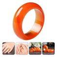 thumbnail image 3 of Anillo de cristal de cornalina roja con banda lisa de ágata natural para mujeres y niñas., 3 of 5