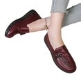 thumbnail image 3 of EKVAHL Women's Slip‑On Casual Loafers, PU Leather Vintage Walking Flats, Anti Slip Wide Fit Elderly Daily Walking Shoes Red, 3 of 5