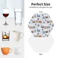 thumbnail image 4 of KLL Drink Coasters Set Hexagon of 4,PU Leather Absorbent Coasters Set Decorative Coffee Cup Coasters Housewarming Gift for Home Decor-Trains And Cactuse, 4 of 5