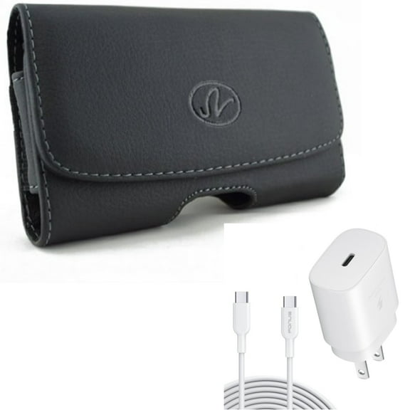 For Google Pixel 7/6a/6 - Case Belt Clip w 25W Fast Home Charger, Leather Swivel Holster, PD Type-C 6ft USB-C Cable Quick for Google Pixel 7/6a/6 Phones